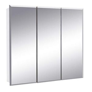 design house 597492 cyprus fully assembled frameless mirrored tri-view surface or recessed mount bathroom medicine cabinet, 30.4 x 30.1