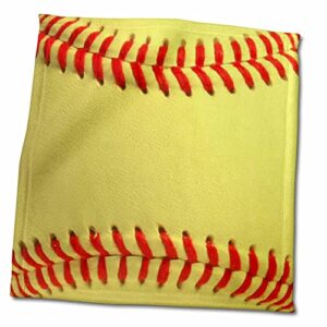 3drose - inspirationzstore sports - softball close-up photography print - yellow and red soft ball for sporty sport fans team players - towels (twl-120271-3)