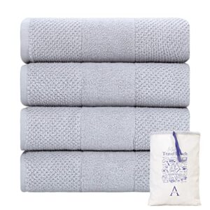 antioch home bathroom hand towels, hotel quality & fluffy & absorbent & soft & fast drying turkish hand towels for bathroom, 100% cotton turkish hand towel set - [ 4 pack – 16x28 inches ] - light grey