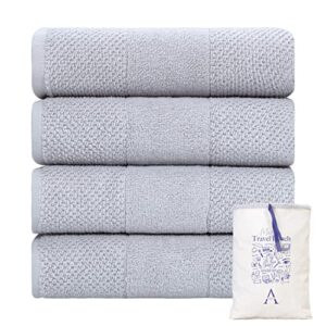 Antioch Home Bathroom Hand Towels, Hotel Quality & Fluffy & Absorbent & Soft & Fast Drying Turkish Hand Towels for Bathroom, 100% Cotton Turkish Hand Towel Set - [ 4 Pack – 16x28 inches ] - Light Grey