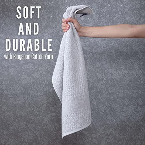 Antioch Home Bathroom Hand Towels, Hotel Quality & Fluffy & Absorbent & Soft & Fast Drying Turkish Hand Towels for Bathroom, 100% Cotton Turkish Hand Towel Set - [ 4 Pack – 16x28 inches ] - Light Grey