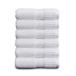 ny loft 100% cotton hand towel 6 pack | super soft & absorbent quick-dry hand towels 16" x 28" |textured and durable cotton | trinity collection (6 pack hand towel, bright white)
