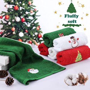 SamfuLoge Christmas Hand Towels, 6 Pack Decorative Dish Towels Pure Cotton Towels Christmas Kitchen Towels for Drying, Cleaning, Cooking & Baking, Embroidered Christmas Design Towels Gift Set