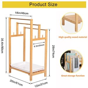 Nisorpa 3 Tier Freestanding Towel Rack Bamboo Bathroom Towel Drying Stand Holder Bamboo Standing Towel Rack with Bottom Storage Shelf for Hand Towel Washcloth Facecloth Small Bath Towel and Bathrobe