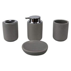 home basics 4 piece ceramic bath accessory set, grey
