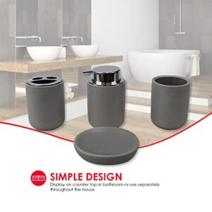 Home Basics 4 Piece Ceramic Bath Accessory Set, Grey