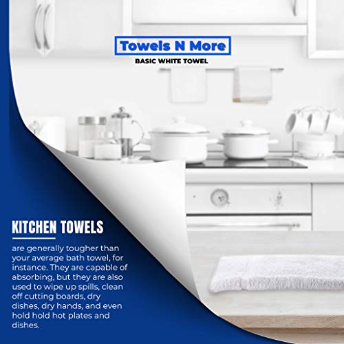 Towels N More 24 Basics White 16x27 100% Cotton Loop Hand Towels Salon/Gym/Hotel Super use Absorbent Best for Bathroom, Kitchen, Home or Commercial use Towels (24)