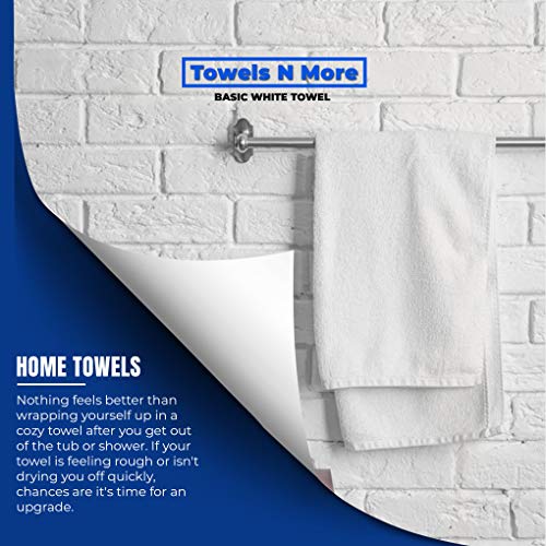 Towels N More 24 Basics White 16x27 100% Cotton Loop Hand Towels Salon/Gym/Hotel Super use Absorbent Best for Bathroom, Kitchen, Home or Commercial use Towels (24)