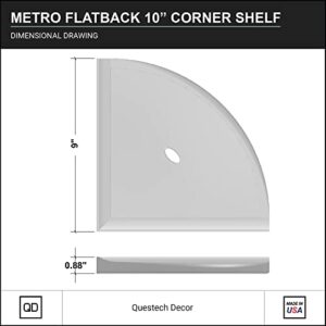 Questech Décor 10 Inch Corner Shower Shelf Bathroom Caddy, Wall Mounted Corner Shower Shelf, Retrofit Shelf for Tiled Shower Walls, Bathroom Corner Shelf, 10 Inch Metro Flatback, Cool Gray Polished