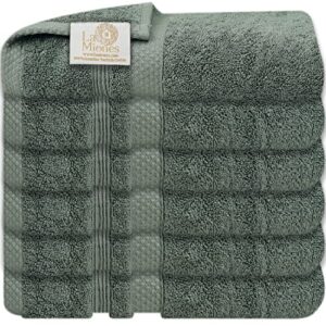 la miones | 100% turkish cotton | soft and absorbent premium kitchen hand towels for bathrooms | set of 6 quick dry, small, face towels | 6 piece guest hand towel, deep green