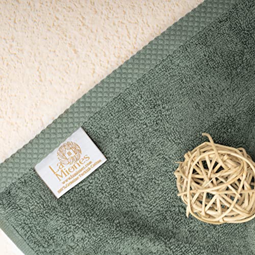 La Miones | 100% Turkish Cotton | Soft and Absorbent Premium Kitchen Hand Towels for Bathrooms | Set of 6 Quick Dry, Small, Face Towels | 6 Piece Guest Hand Towel, Deep Green