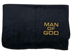 swanson christian products embroidered hand towels - 'man of god ' - for christian men, pastor, clergy, & ministers - pastor towel - black w/gold lettering