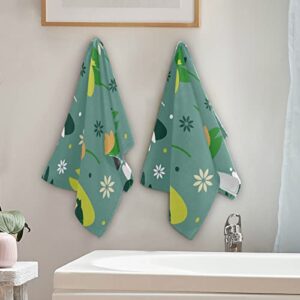 WELLDAY Cute Frogs Hand Towels Set of 2 Ultra Soft Face Towel Hand Cloth Absorbent Fingertip Bath Towels for Bathroom Hotel, Gym and Spa 28" X 14"