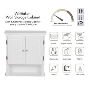 UTEX Bathroom Cabinet Wall Mounted, Wood Hanging Cabinet, Wall Cabinets with Doors and Shelves Over The Toilet for Bathroom,White