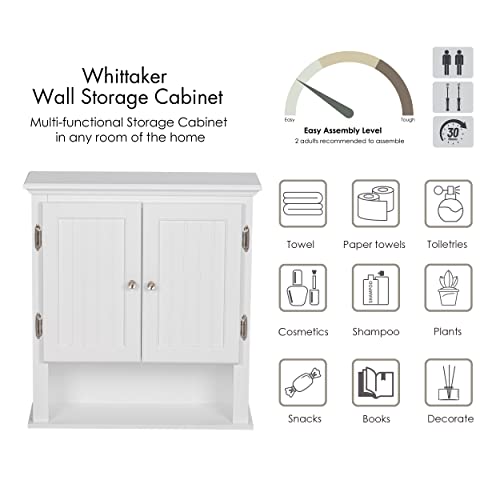 UTEX Bathroom Cabinet Wall Mounted, Wood Hanging Cabinet, Wall Cabinets with Doors and Shelves Over The Toilet for Bathroom,White