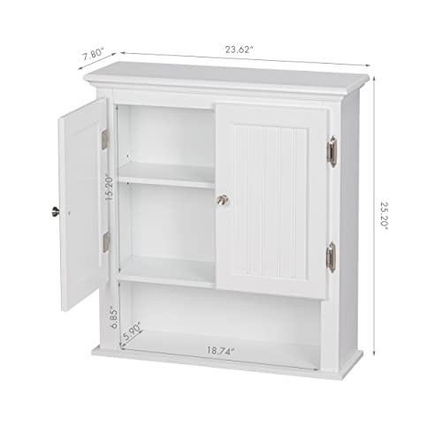 UTEX Bathroom Cabinet Wall Mounted, Wood Hanging Cabinet, Wall Cabinets with Doors and Shelves Over The Toilet for Bathroom,White