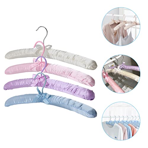 BESPORTBLE 4pcs Satin Padded Hangers Satin Hangers with with Metal Hook Anti Slip Sponge Satin Cushioned Hangers for Sweaters Dresses Coats