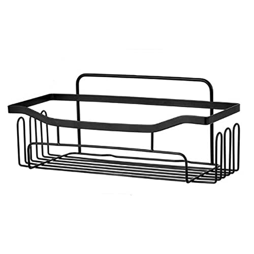 ATNKYOU Bathroom Shelf Adhesive Floating Shelf with Hooks Stainless Steel Shower Caddy 1 Tier Storage Organizer Rack Wall Mount No Drilling for Bathroom Kitchen Toilet Living Room