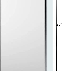 Sunrosa Aluminum Bathroom Medicine Cabinet with Mirror Door, 16"×20" Bathroom Mirror Cabinet,Wall-mountable and Recessed-in Mirror Cabinet, 1 Door Medicine Cabinet Organizer