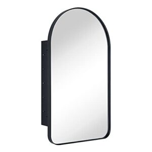 vana nala matt black arched recessed bathroom medicine cabinet with mirror metal framed arch vanity cabinet with mirros for wall 16x28.5''