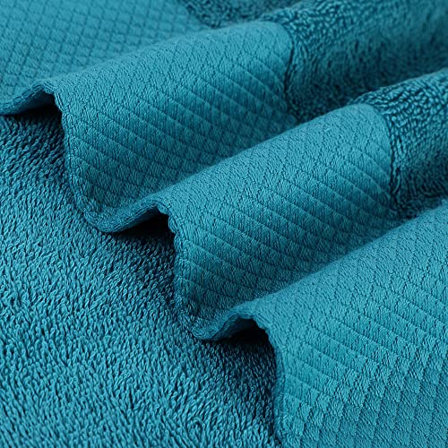 PiccoCasa 100% Cotton Hand Towels, 2 Pack Thick Face Towel Set Design, Super Soft and Highly Absorbent Hand Towel for Bathroom (Teal, 16 x 30 Inch)