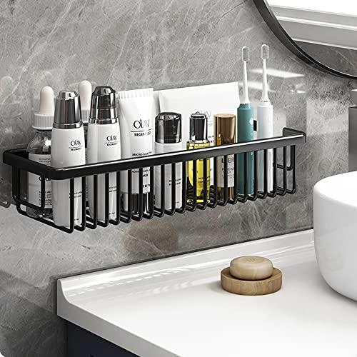 Shower Caddy Basket Shelf Pack of 2 - Self Adhesive and Drill Kitchen or Bathroom Organizer - Shower Shelves Space aluminum Shower wall caddy(Black)