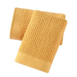sense gnosis yellow hand towels set of 2 striped weave 100% terry cotton towel super soft highly absorbent face towel for bathroom 13" x 29"