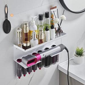 Yimerlen Airwrap Storage Holder Compatible with Dyson Airwrap Wall Mount Storage Rack for Curling Iron Attachments and Complete Styler (with Air Cushion Comb) White-sus304