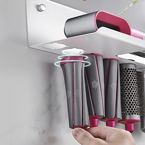 Yimerlen Airwrap Storage Holder Compatible with Dyson Airwrap Wall Mount Storage Rack for Curling Iron Attachments and Complete Styler (with Air Cushion Comb) White-sus304