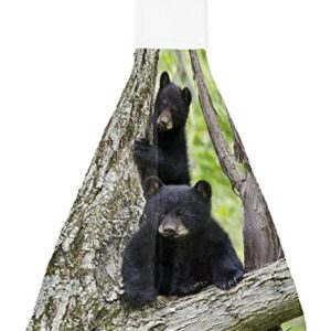 Hanging Hand Towels Kitchen Towel Cute Little Black Bear in a Tree Bathroom Hand Towels with Loop Tie Towels Soft,Absorbent Tea Bar Towels,1pc