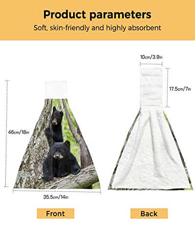 Hanging Hand Towels Kitchen Towel Cute Little Black Bear in a Tree Bathroom Hand Towels with Loop Tie Towels Soft,Absorbent Tea Bar Towels,1pc