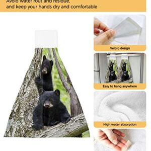 Hanging Hand Towels Kitchen Towel Cute Little Black Bear in a Tree Bathroom Hand Towels with Loop Tie Towels Soft,Absorbent Tea Bar Towels,1pc