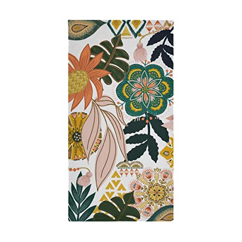 Boho Floral Hand Towels Set of 2 Tropical Leaves Fingertip Towels Soft Kitchen Dish Towel for Bathroom Laundry Room Spa Decor