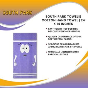 South Park Towelie Hand Towel - 24-Inch Blue Cotton Bath & Kitchen Towels - Absorbent Soft Face Wash Cloth, Tea Towel - Fun Novelty Bathroom Decor - South Park Collectibles - Kid, TV Series Fan Gift
