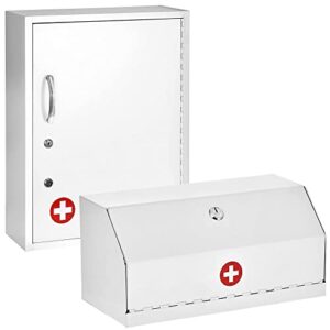 adirmed locking drug cabinet (white) medicine cabinet with pull-out shelf & document pocket (white) bundle