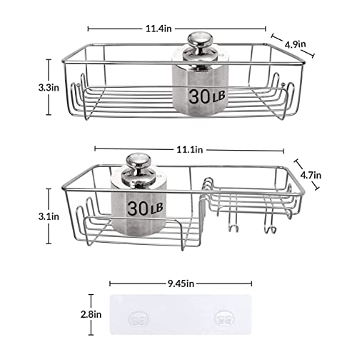 Mungsiii 2 Pack Shower Racks for Inside Shower,No Rust Adhesive Stainless Steel Shower Caddy,Soap,Razor and Shampoo Holder for Bathroom Shower Organizer