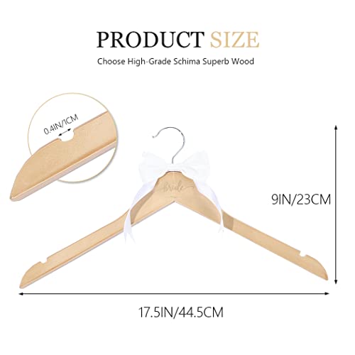 Yean Bow Knot Wedding Hangers Natural Wood Color Bride Hanger Dress Suit Hanger Engraved Bridal Gown Hanger for Women