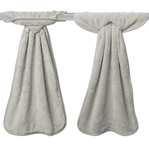 r horse 4pcs grey hand towels with hanging loops, absorbent coral fleece gray kitchen hanging hand towel soft thick oven towel dish cloth dry towel for kitchen bathroom