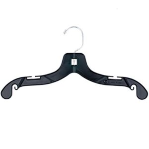 nahanco 2414 junior plastic hangers, super heavy weight shirt hangers, swivel hook, 14" black (pack of 100)