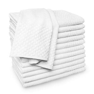 kaufman - premium white deluxe hand towels, 17''x28'', absorbent towels for gym, hand, spa, beauty, 100% usa cotton (12-pack)