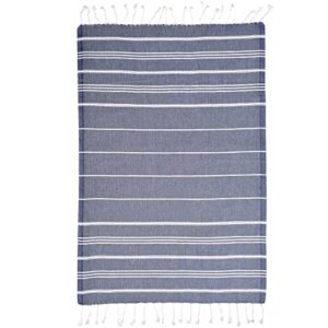 Cacala 100% Turkish Cotton Kitchen Tea Towels, Highly Absorbent Luxury Soft Quick Drying Dish Towel with Hanging Loop for Gym, Yoga, Bath, Sports, Cleaning and Kitchen (23 x 36), Dark Blue