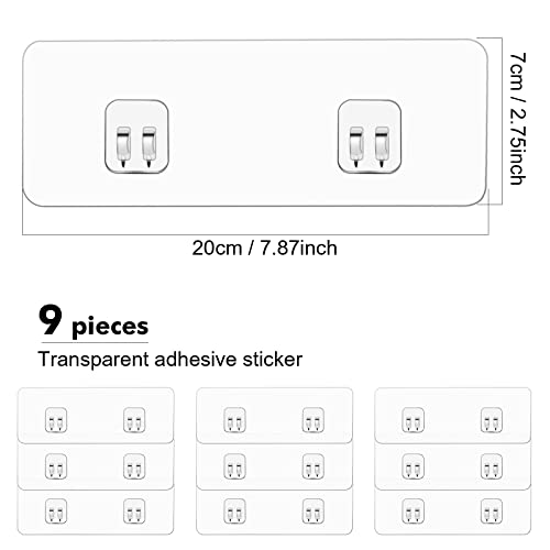 FGSAEOR 9 Pack Shower Caddy Adhesive Replacement, Transparent Adhesive Hooks Stickers, Strong Wall Hook Strip for Shower Caddy Basket Shelf, Soap Holder, Bathroom Storage Corner Shelves, Kitchen Racks