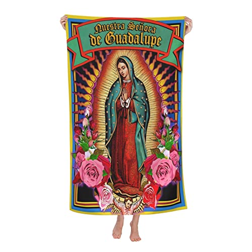 Our Lady of Guadalupe Virgin Mary Adult Beach Towels Divine Miracle Virgin Mary Bath Towel Decoration Bathroom/Kitchen 52x32 Inches