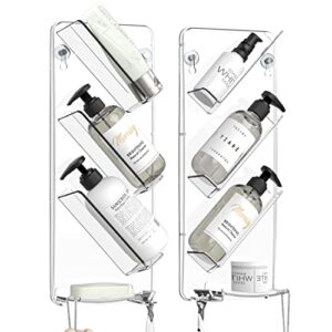 see spring 2 pack acrylic shower caddy clear plastic shampoo holder for wall bathroom organizer bath shelf shower organizer storage rack with hooks