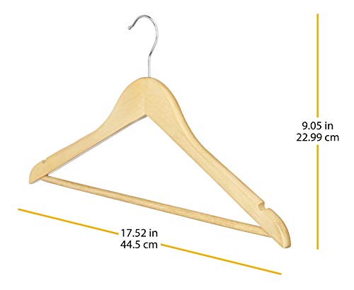 Whitmor Natural Grade Wood Suit Hangers, Set of 36