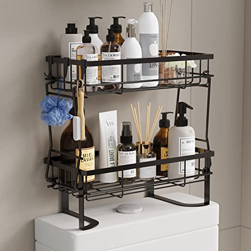 BriCabel Over The Toilet Storage - Bathroom Organizer Over Toilet, Multifunctional Toilet Storage Shelf, No Drilling Design Bathroom Toilet Rack for Small Spaces(Black, 2-Tier)