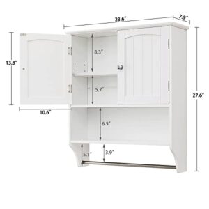 IWELL Bathroom Wall Cabinet & Bathroom Floor Cabinet bundle, Medicine Cabinet with 1 Adjustable Shelf & Double Doors, Storage Cabinet with Glass Doors & Adjustable Shelf, Wall Mounted Bathroom Cabinet