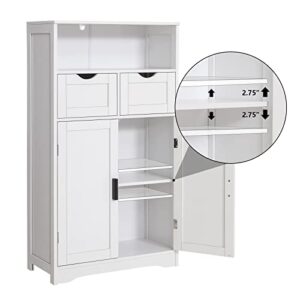 Iwell Wall Bathroom Cabinet with Shelf, Medicine Cabinet with Doors & Bathroom Floor Cabinet with 2 Drawers