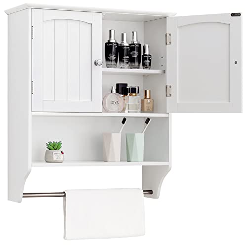 Iwell Wall Bathroom Cabinet with Shelf, Medicine Cabinet with Doors & Bathroom Floor Cabinet with 2 Drawers