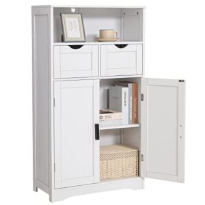 Iwell Wall Bathroom Cabinet with Shelf, Medicine Cabinet with Doors & Bathroom Floor Cabinet with 2 Drawers